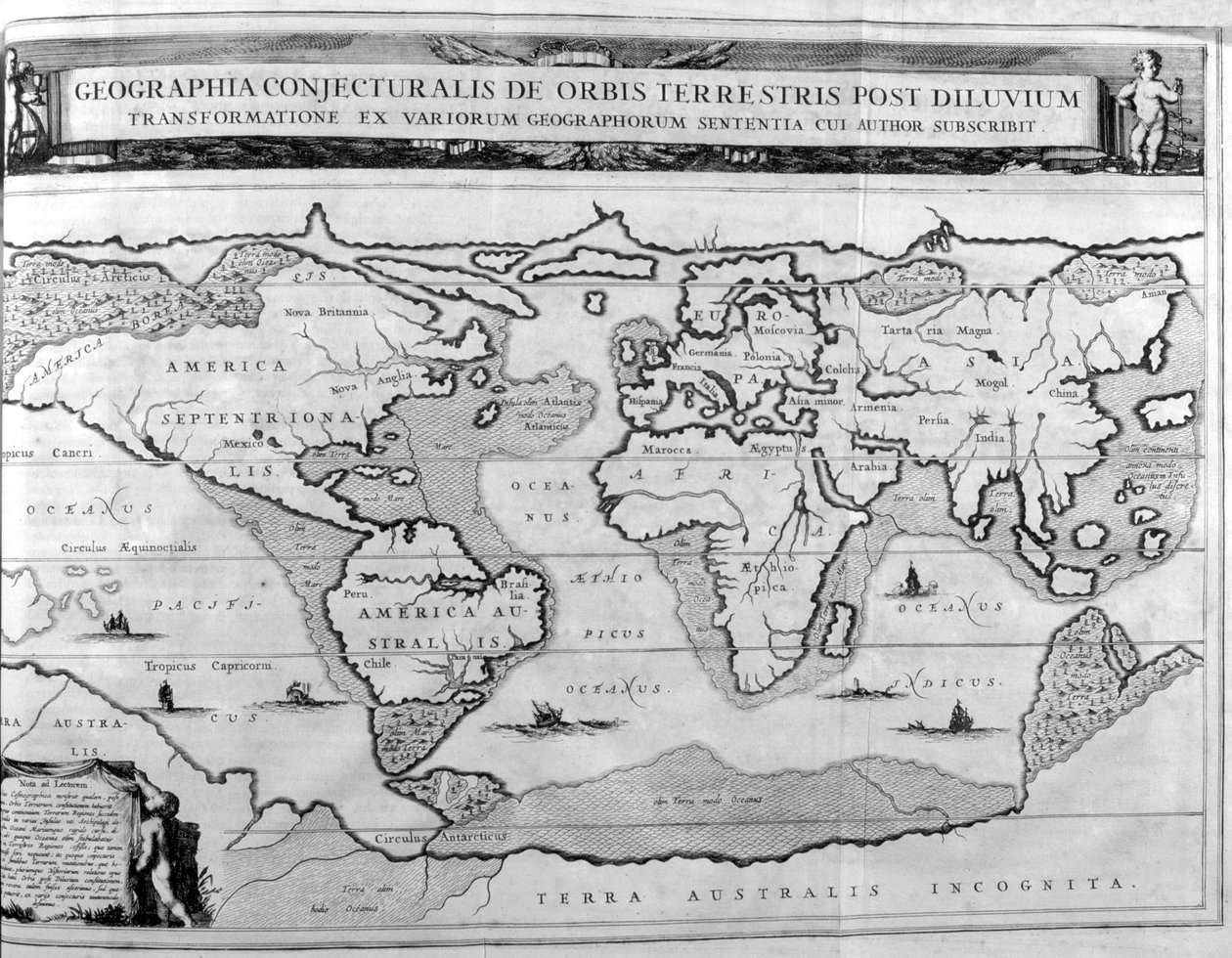 A világ földrajzi térképe az özönvíz után, 1675 alkotó: Athanasius Kircher