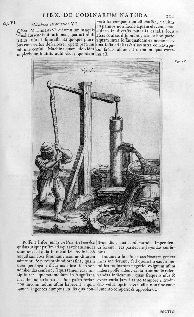 Kézi hidraulikus vízszivattyú, 1678 alkotó: Athanasius Kircher
