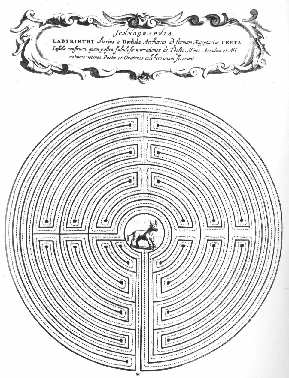 Dedalus labirintusa a Minotaurusz körbezárására – Athanasi kircheri S.J, Amszterdam „” Turris Babel”-ben alkotó: Athanasius Kircher