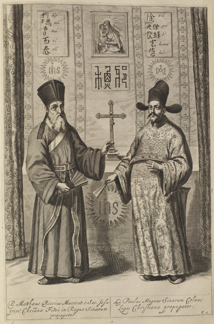 Matteo Ricci és Xu Guangqi. Athanasius Kirchers Kínai Illusztrációból, 1667 alkotó: Athanasius Kircher