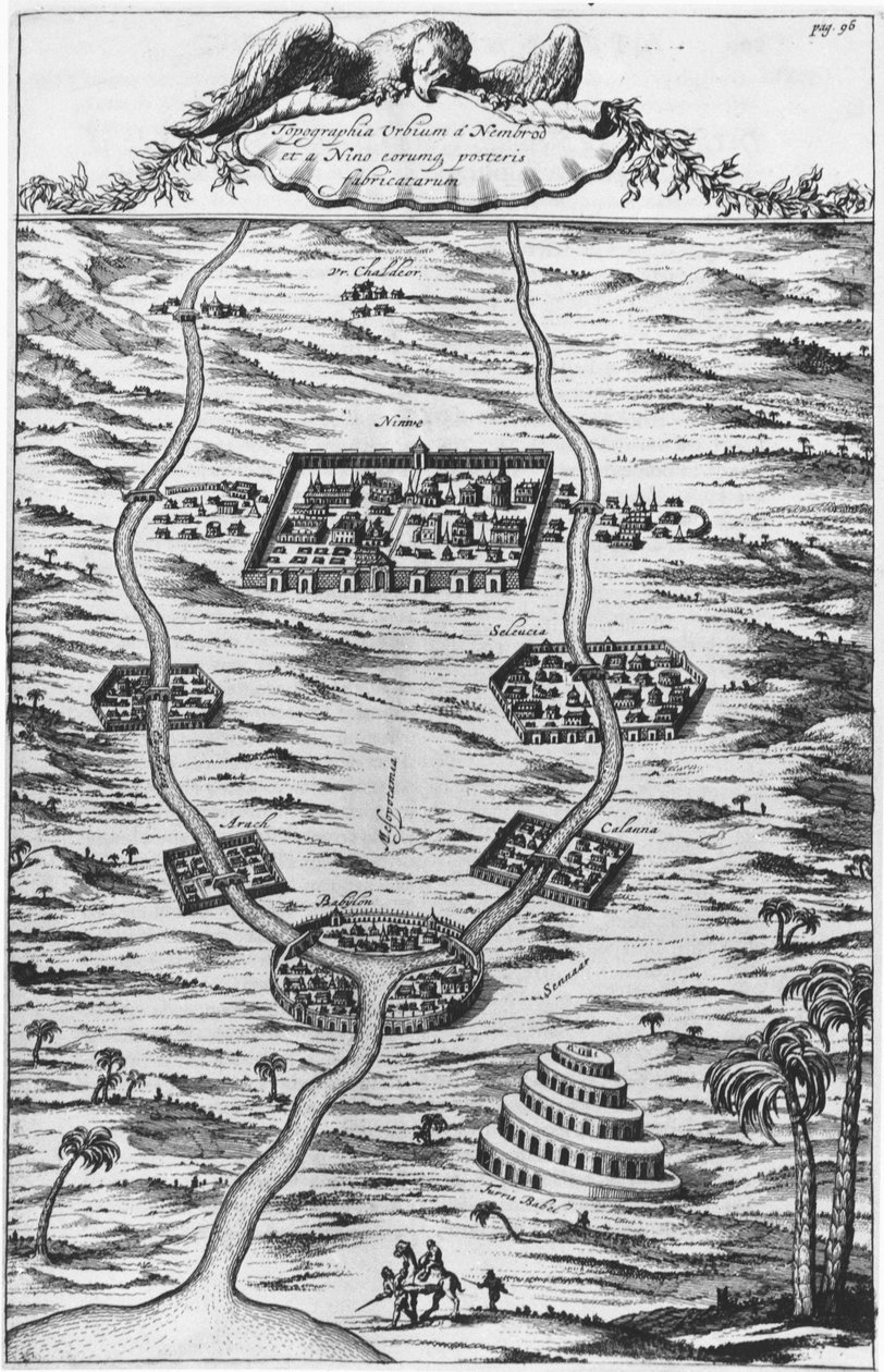 Mezopotámia, a tigris és az Eufrátesz – a Tirris Bábelben”, Athanasie Kirecheri S.J., Amszterdam alkotó: Athanasius Kircher