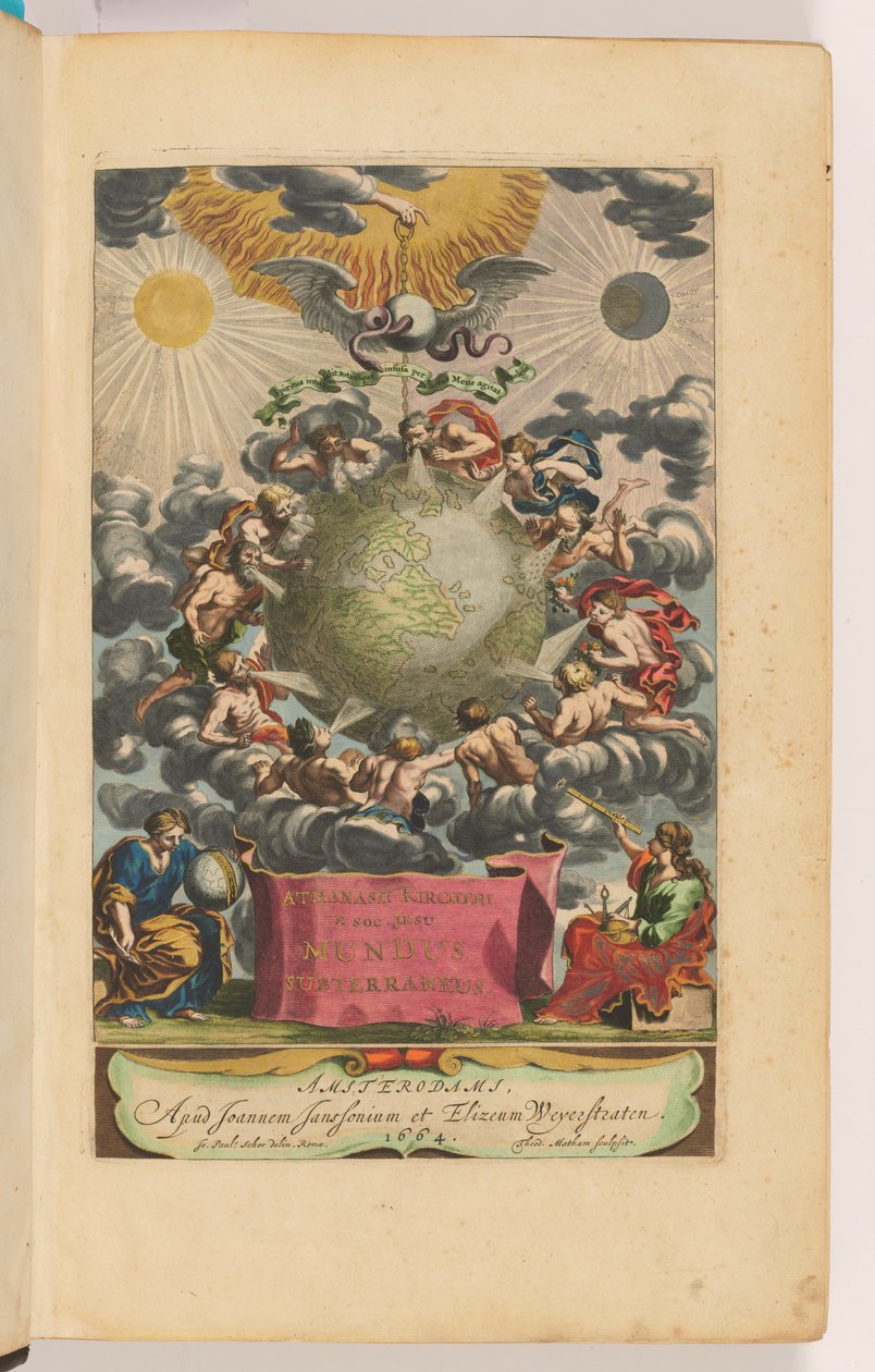 A Mundus Subterraneus címlapja alkotó: Athanasius Kircher