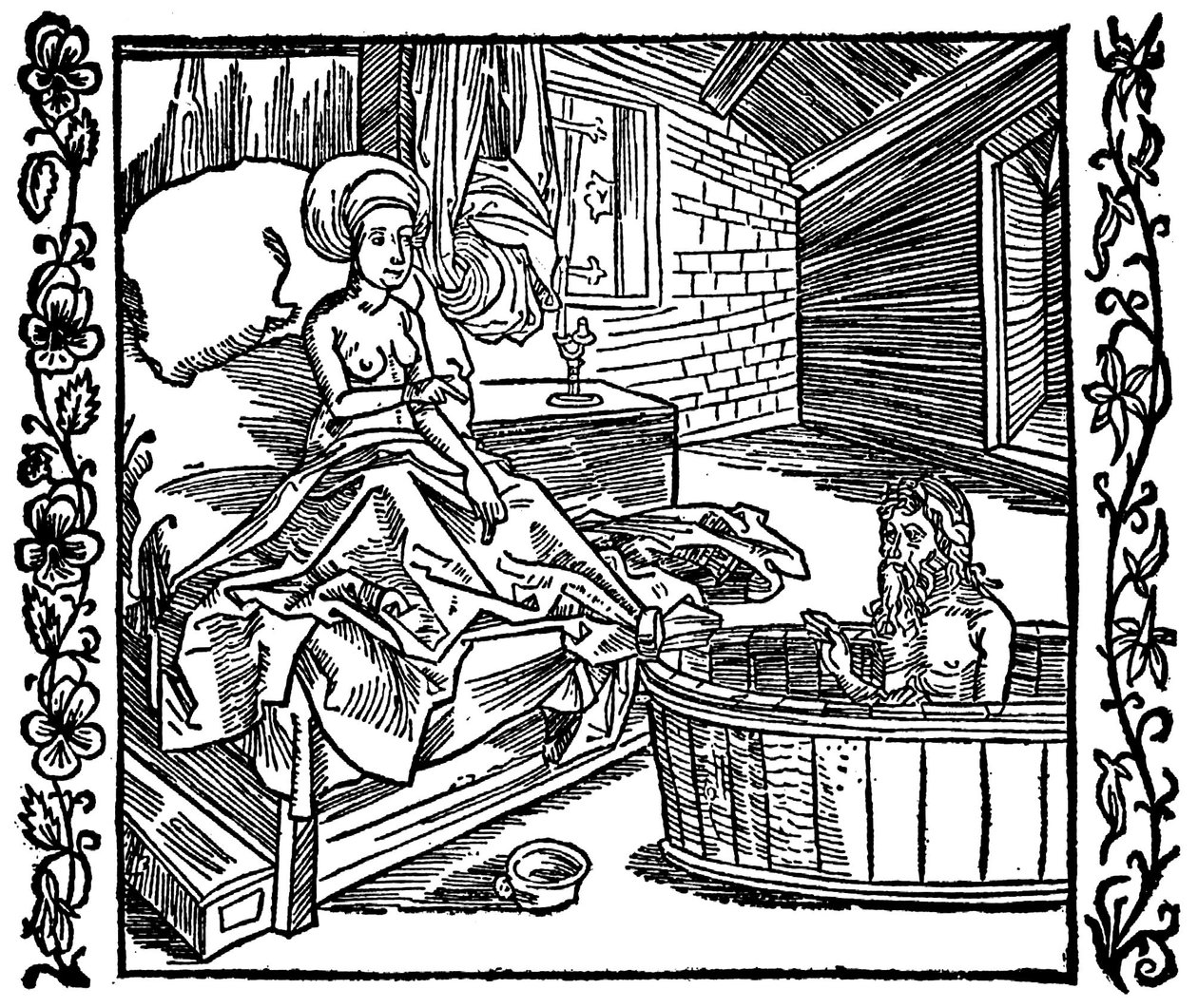 A nő és a fürdőző remete. alkotó: attributed to Albrecht Dürer