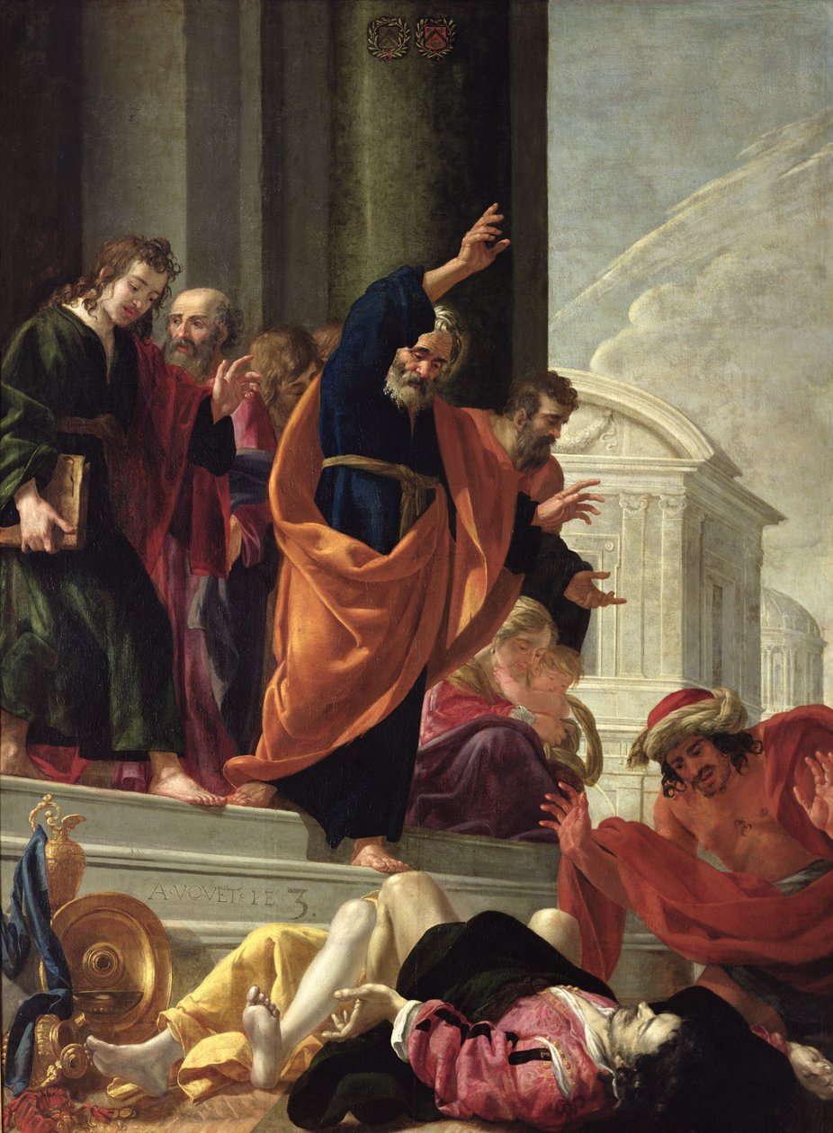 Sapphira és Ananias halála, 1632 körül alkotó: Aubin Vouet