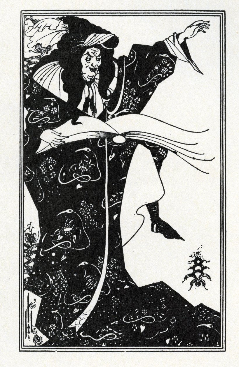 Terv a "Virgilius, a varázsló" címlapképéhez (toll és tinta) alkotó: Aubrey Beardsley