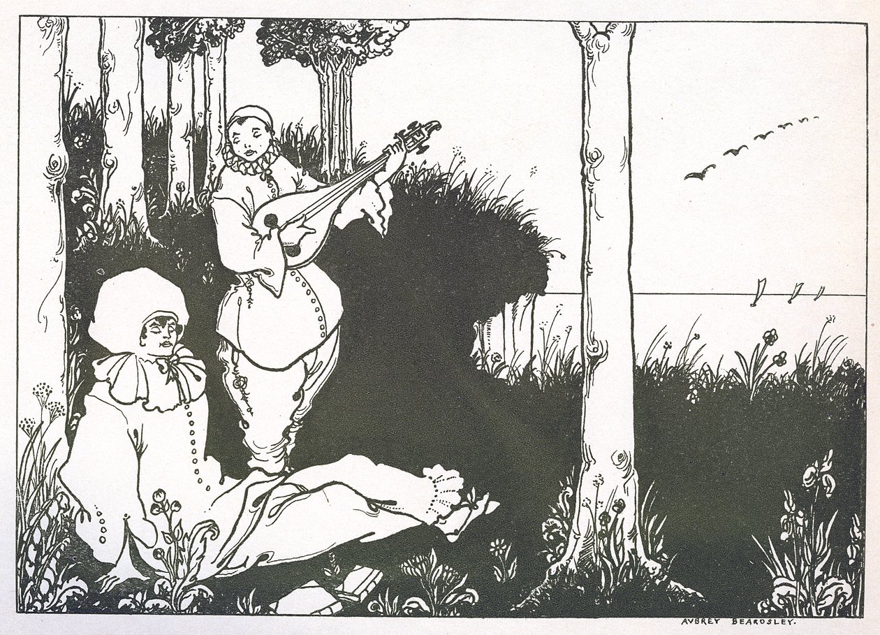 Terv a „Pierrot” végpapírhoz, 1896 alkotó: Aubrey Beardsley