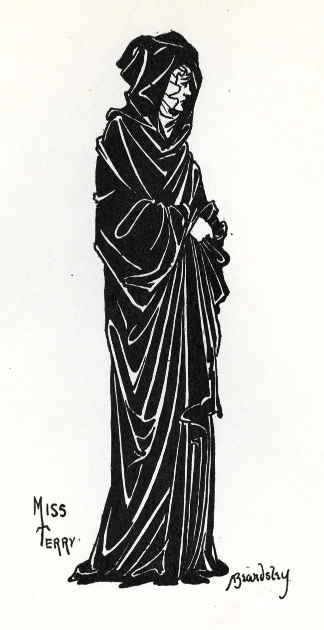 Ellen Terry Rosamund de Clifford szerepében a londoni Lyceum Theatre produkciójában, Tennyson „Becket” című verses drámájában, 1893 alkotó: Aubrey Beardsley