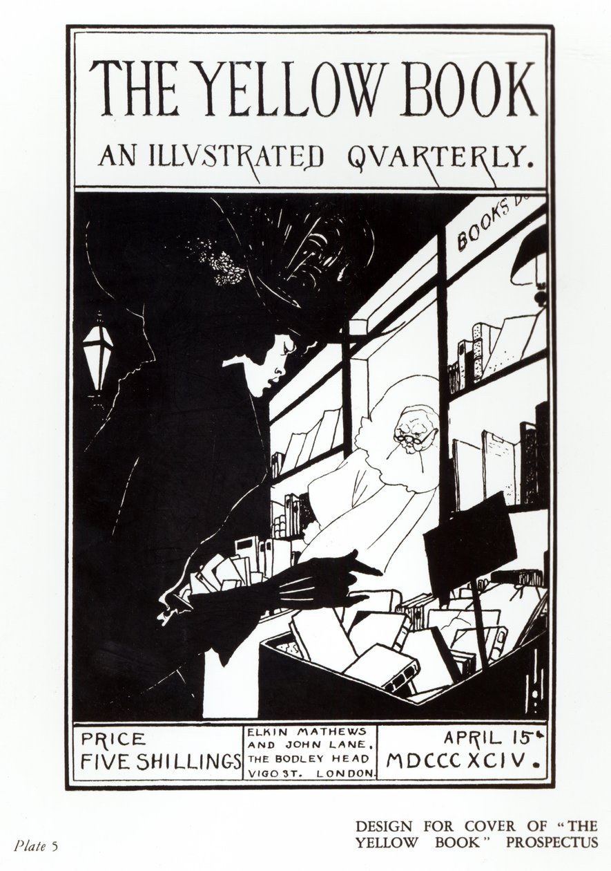 A „Sárga Könyv” tájékoztatójának első borítója, 1894 alkotó: Aubrey Beardsley