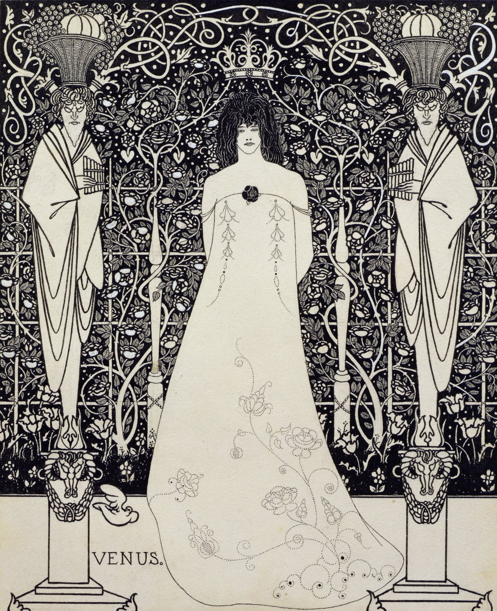 A "Vénusz és Tannhauser" címlapképe, 1895 körül (toll és tus) alkotó: Aubrey Beardsley