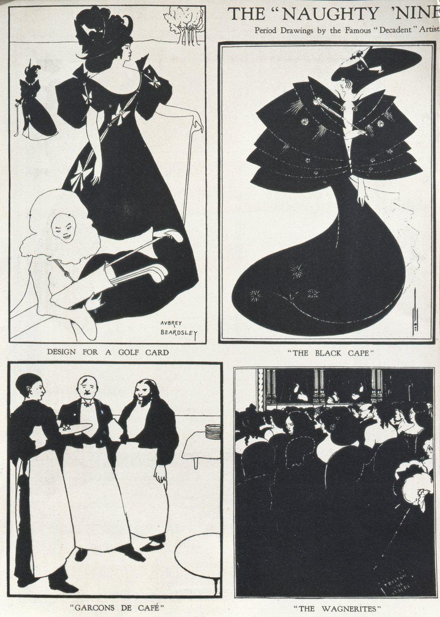 A pajkos kilencvenes évek, korabeli rajzok a híres dekadens művésztől alkotó: Aubrey Beardsley