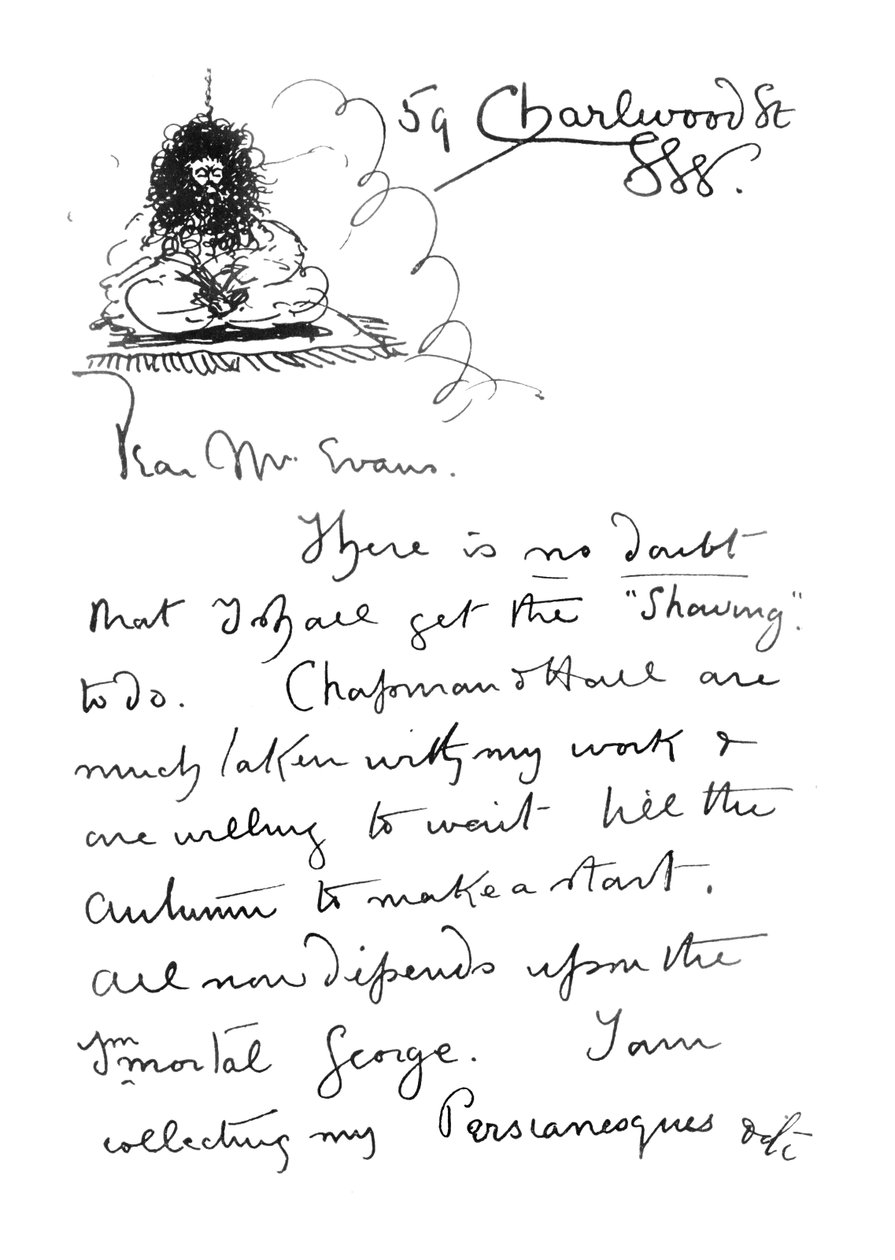 Frederick Evansnek írt autográf levél 1. oldala, 1893 körül alkotó: Aubrey Beardsley