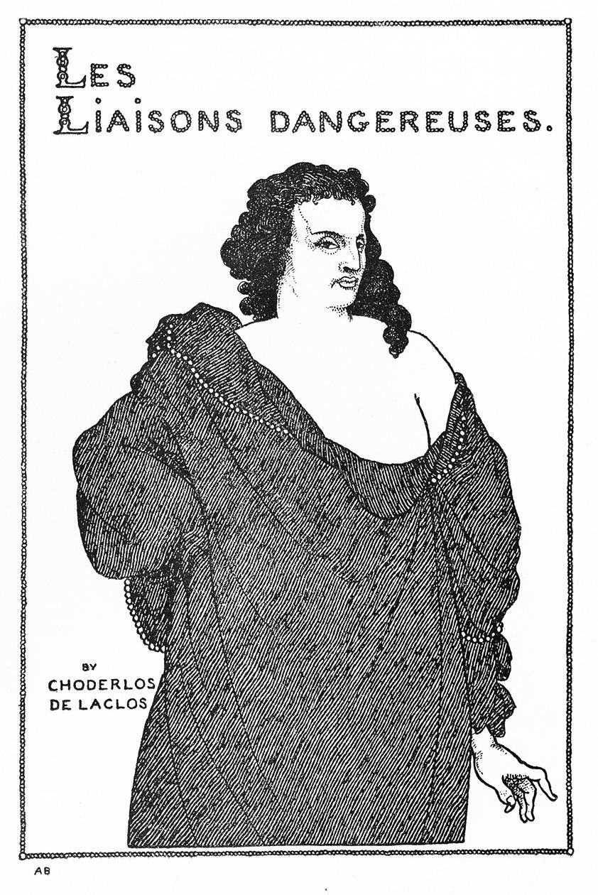 Valmont gróf, Pierre Choderlos de Laclos „Les Liaisons Dangereuses” című művének frontképe, 1896 alkotó: Aubrey Beardsley