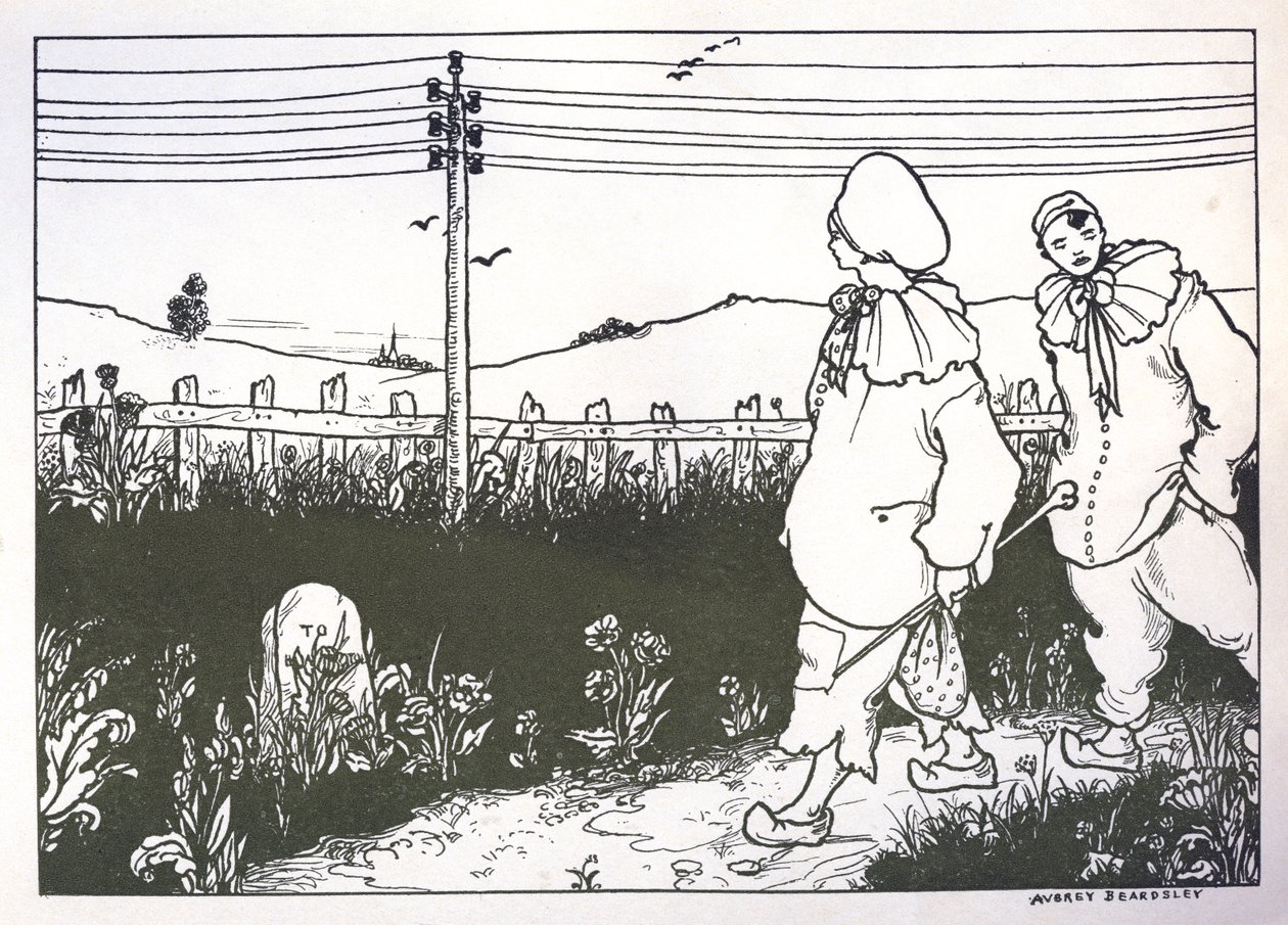 Terv a „Pierrot” végpapírhoz, 1896 alkotó: Aubrey Beardsley