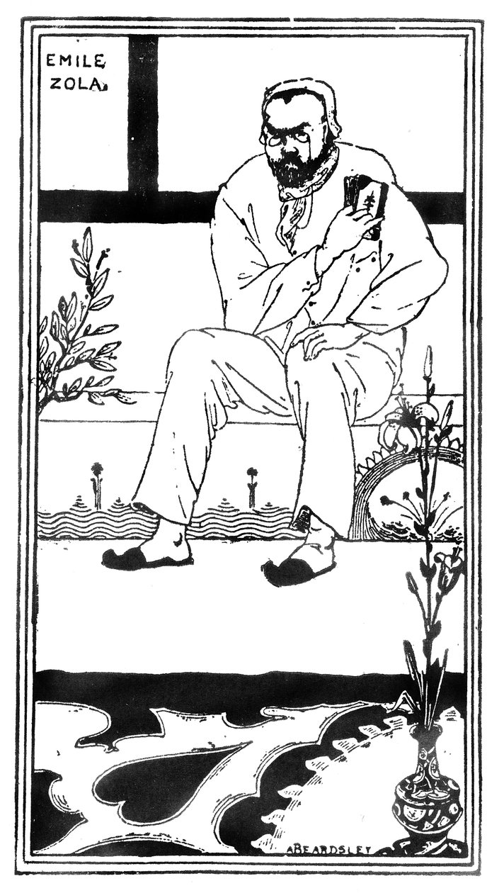 Emile Zola, 1893 88@Zola (1840-1902) francia író és regényíró; illusztráció a „Pall Mall Budget” magazinból; alkotó: Aubrey Beardsley