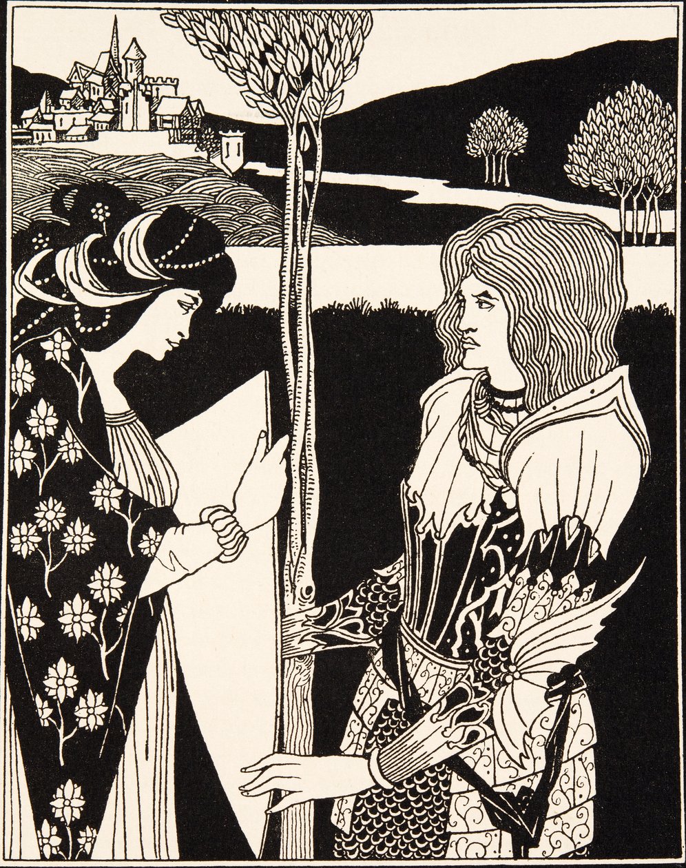 Hogyan adott Morgan Le Fay pajzsot Sir Tristramnak (részlet) alkotó: Aubrey Beardsley