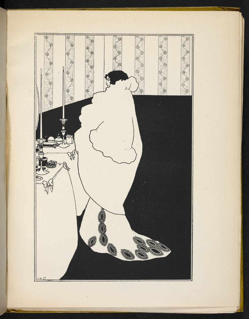 Nőt ábrázoló illusztráció alkotó: Aubrey Beardsley