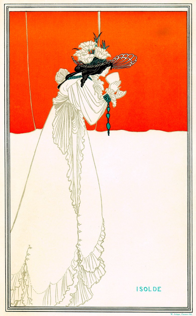 Aubrey Beardsley (1872-1898) Izolda issza a szerelem szűrőjét Richard Wagner operája után Trisztán és Izolda (Iseult vagy Iseut, Yseut, Yseult, Ysolde) - Artúr kelta legenda - szecesszió - kromolitográfia (kromolitográfia) W. Griggs, The alkotó: Aubrey Beardsley