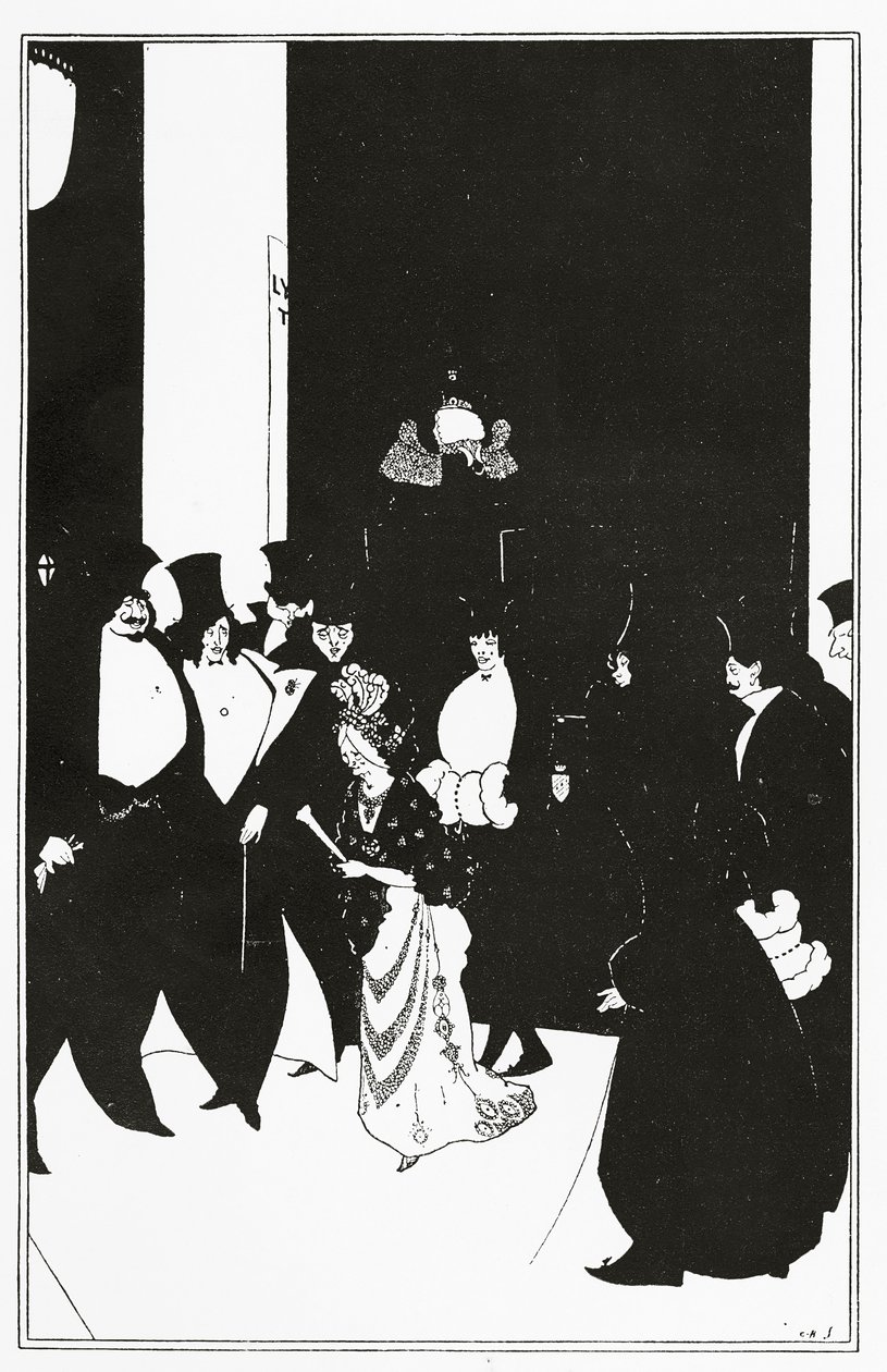 Lady Gold kísérője, illusztráció a "Sárga könyvből", 1894 alkotó: Aubrey Beardsley