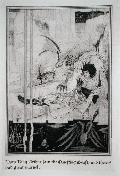 Most Arthur király látta a Kutató Fenevadat, és nagy csodája volt, Sir Thomas Malory (†1471) "Le Morte d