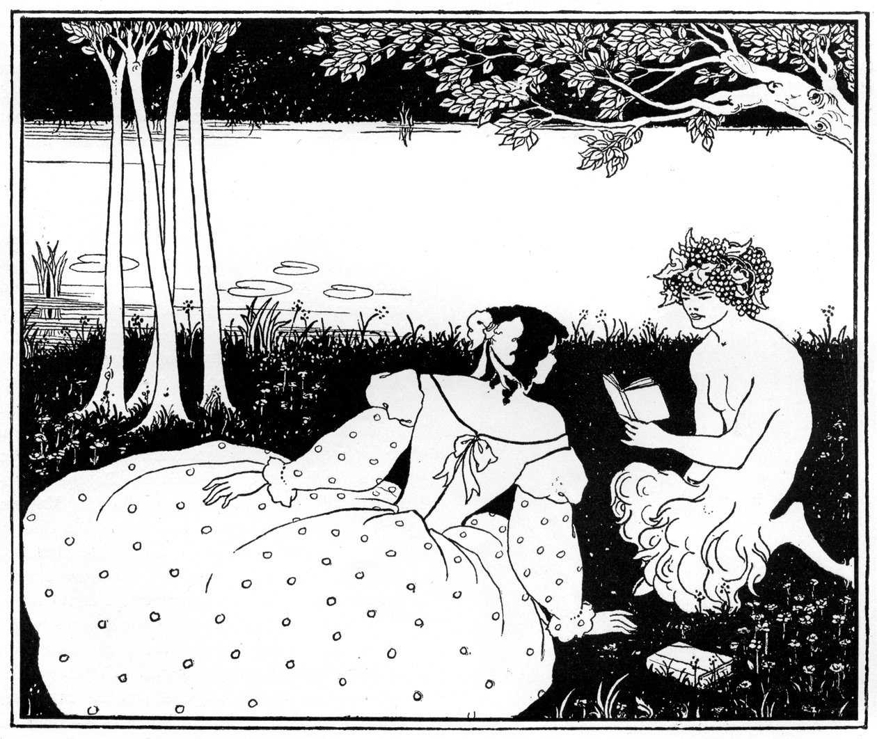 Pán felolvas egy nőnek a patak mellett, 1898. alkotó: Aubrey Beardsley