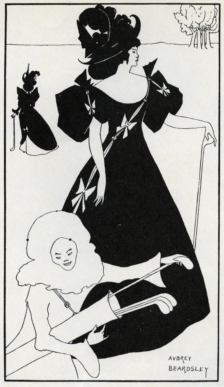 „Pierrot as Caddie” design golfklub kártyához alkotó: Aubrey Beardsley