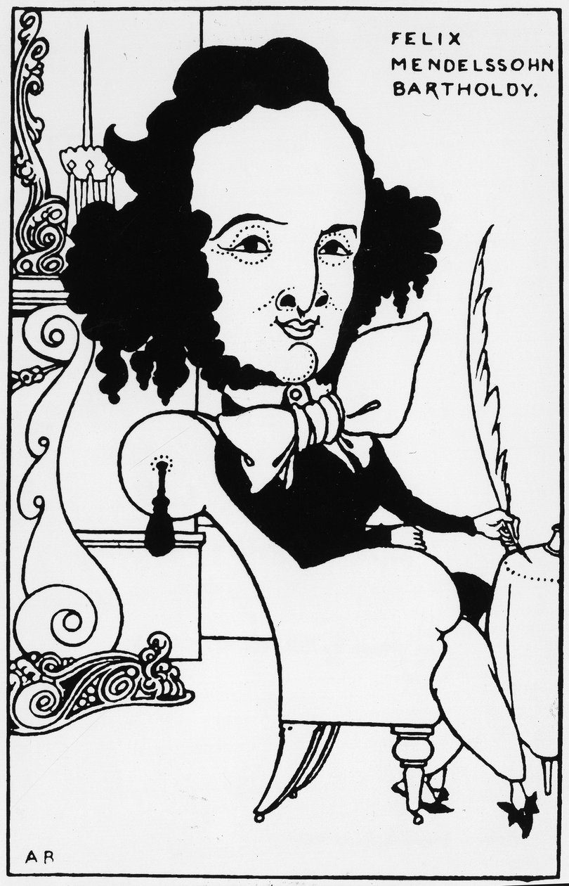 Félix Mendelssohn - Bartholdy (1809-1847) portréja, A. Beardsley rajza. alkotó: Aubrey Beardsley
