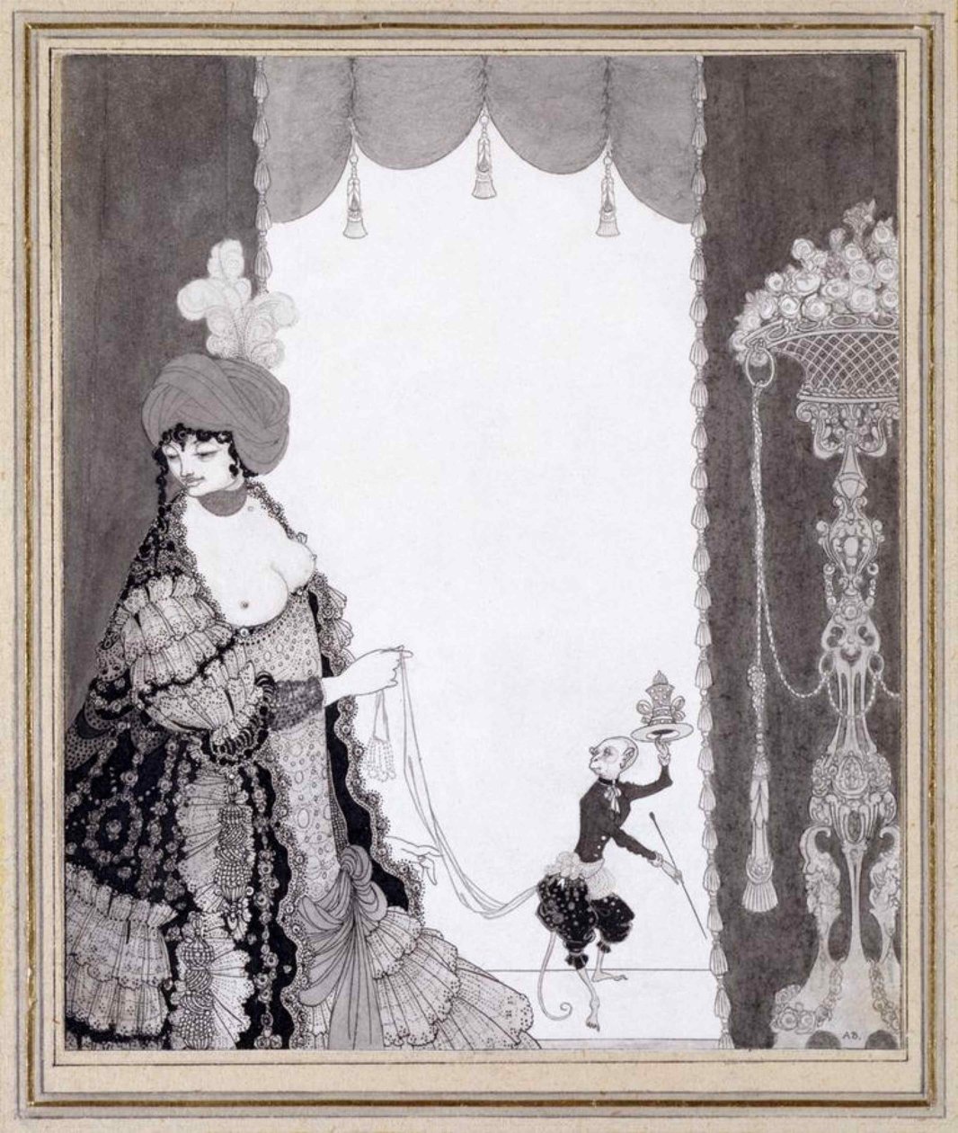 A hölgy a majommal, 1897. alkotó: Aubrey Beardsley