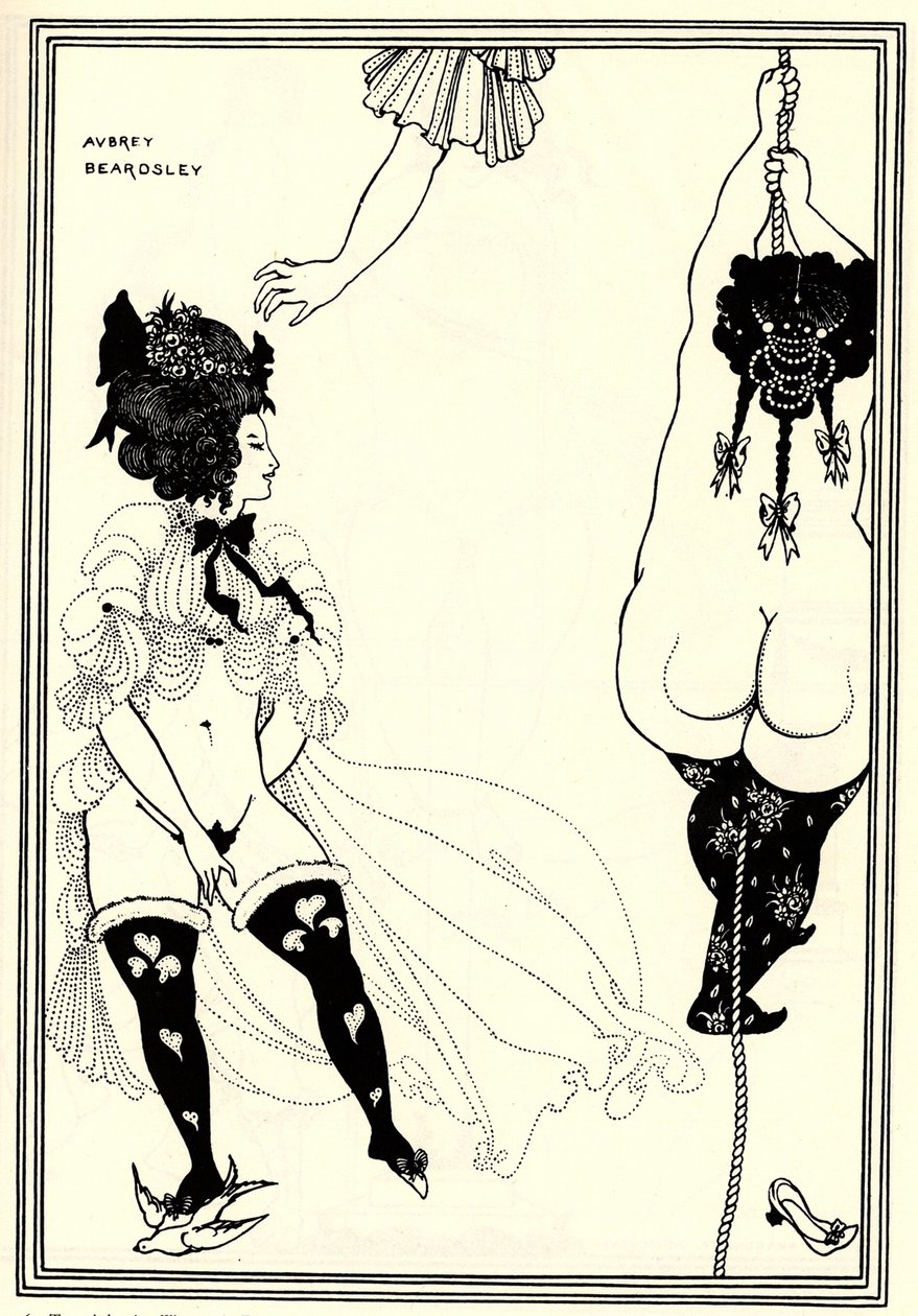 Két athéni nő bajba jutott. Illusztráció Arisztophanész Lyszistratájához, 1896 alkotó: Aubrey Beardsley