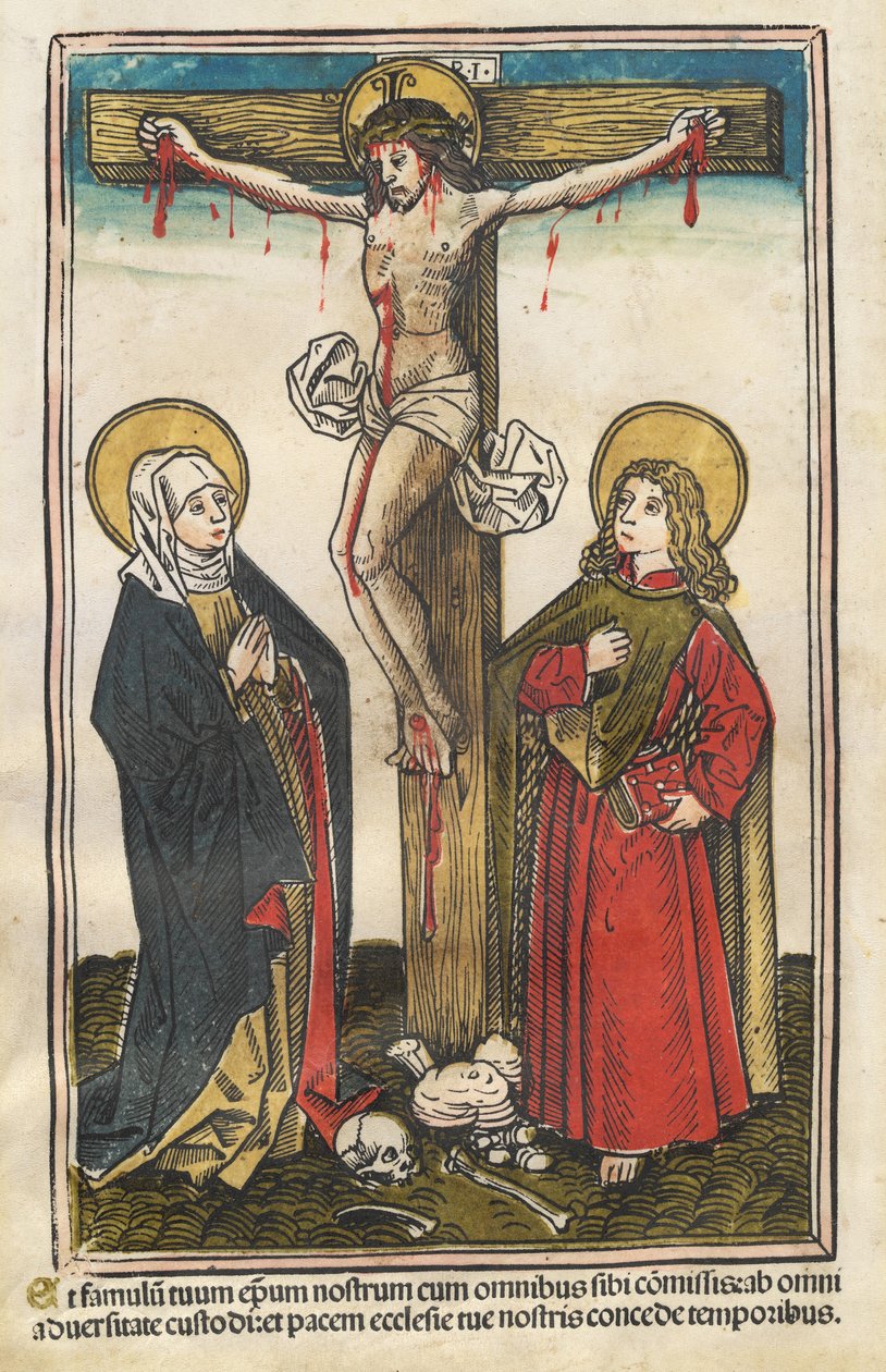 Krisztus a kereszten a Szűzanyával és Szent Jánossal alkotó: Augsburg 15th Century