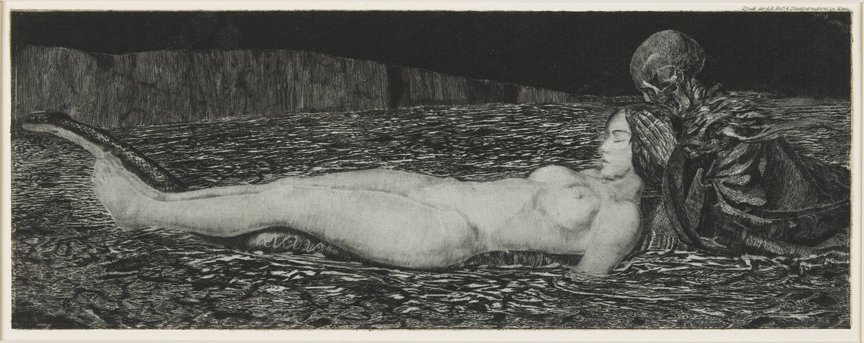 Egy halott nő, a Halál és a leány című sorozatból, 1907 alkotó: August Bromse