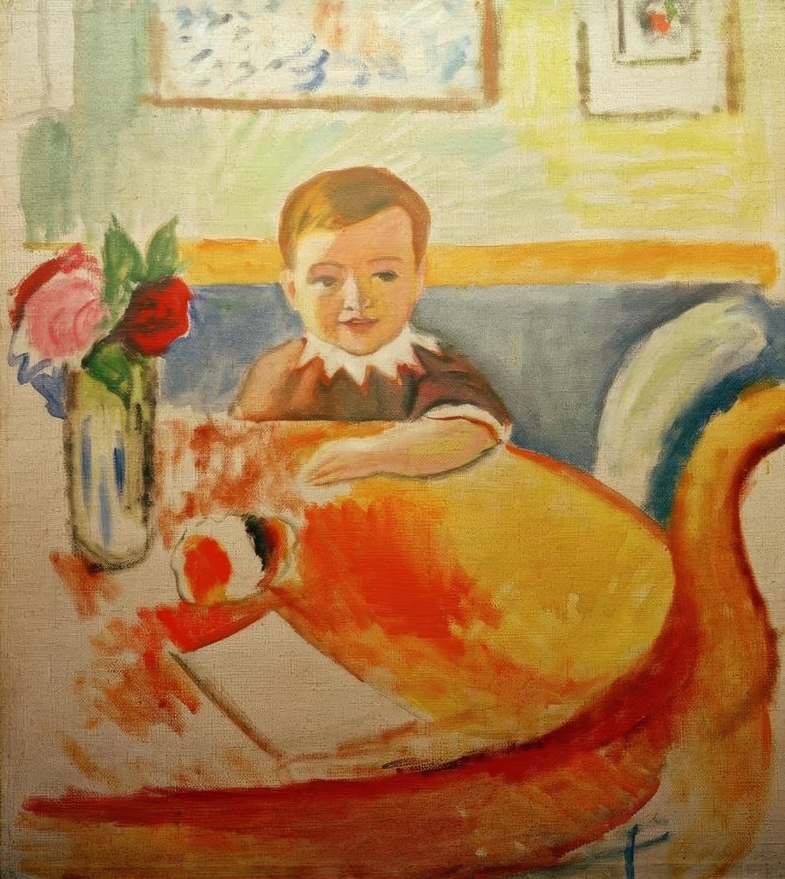 Walter Macke portréja egy csokor rózsával alkotó: August Macke