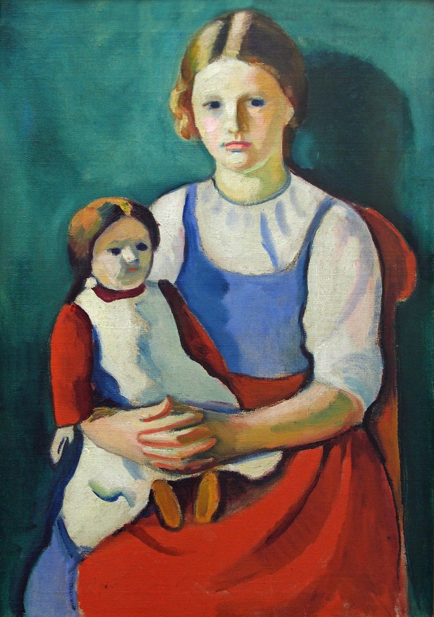 Szőke lány babával alkotó: August Macke