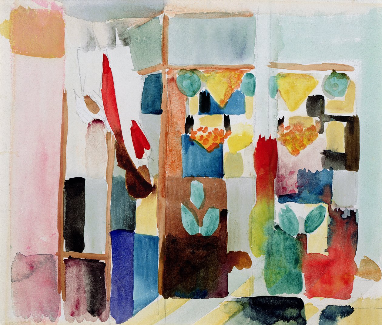 Gyerekek a zöldségesnél I, 1913 (akvarell, papír) alkotó: August Macke