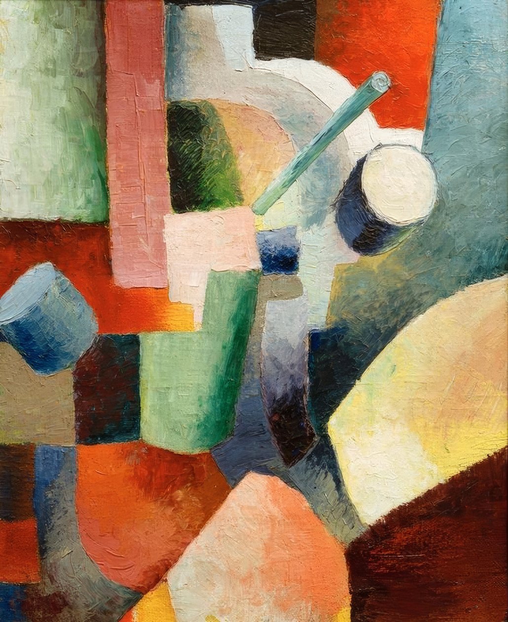 Színes formák kompozíciója alkotó: August Macke