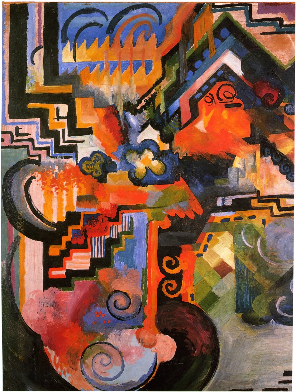 Színes kompozíció alkotó: August Macke
