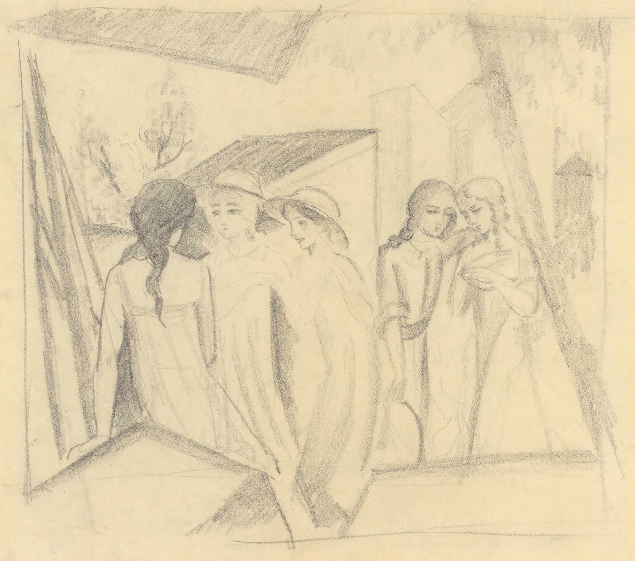 Öt lány az Altane-ban alkotó: August Macke