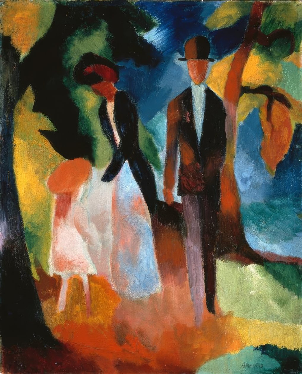 Emberek a kék tónál alkotó: August Macke