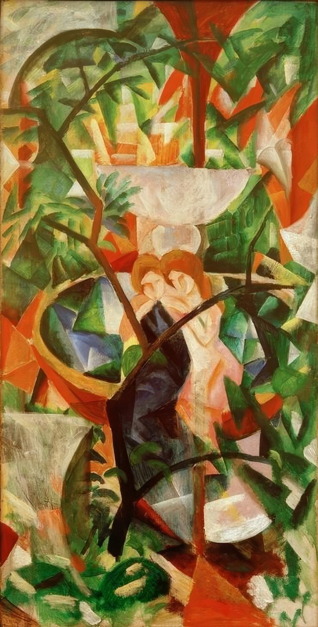Lány a szökőkút előtt alkotó: August Macke
