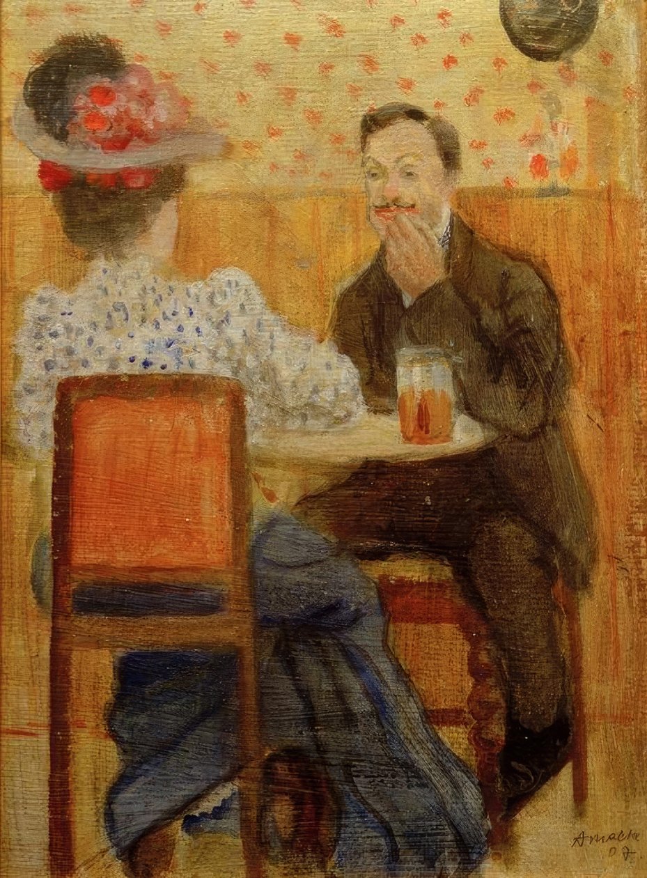 Pár a sörasztalnál alkotó: August Macke