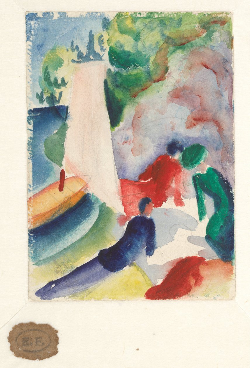 Piknik a tengerparton (Piknik a vitorlázás után), 1913 alkotó: August Macke