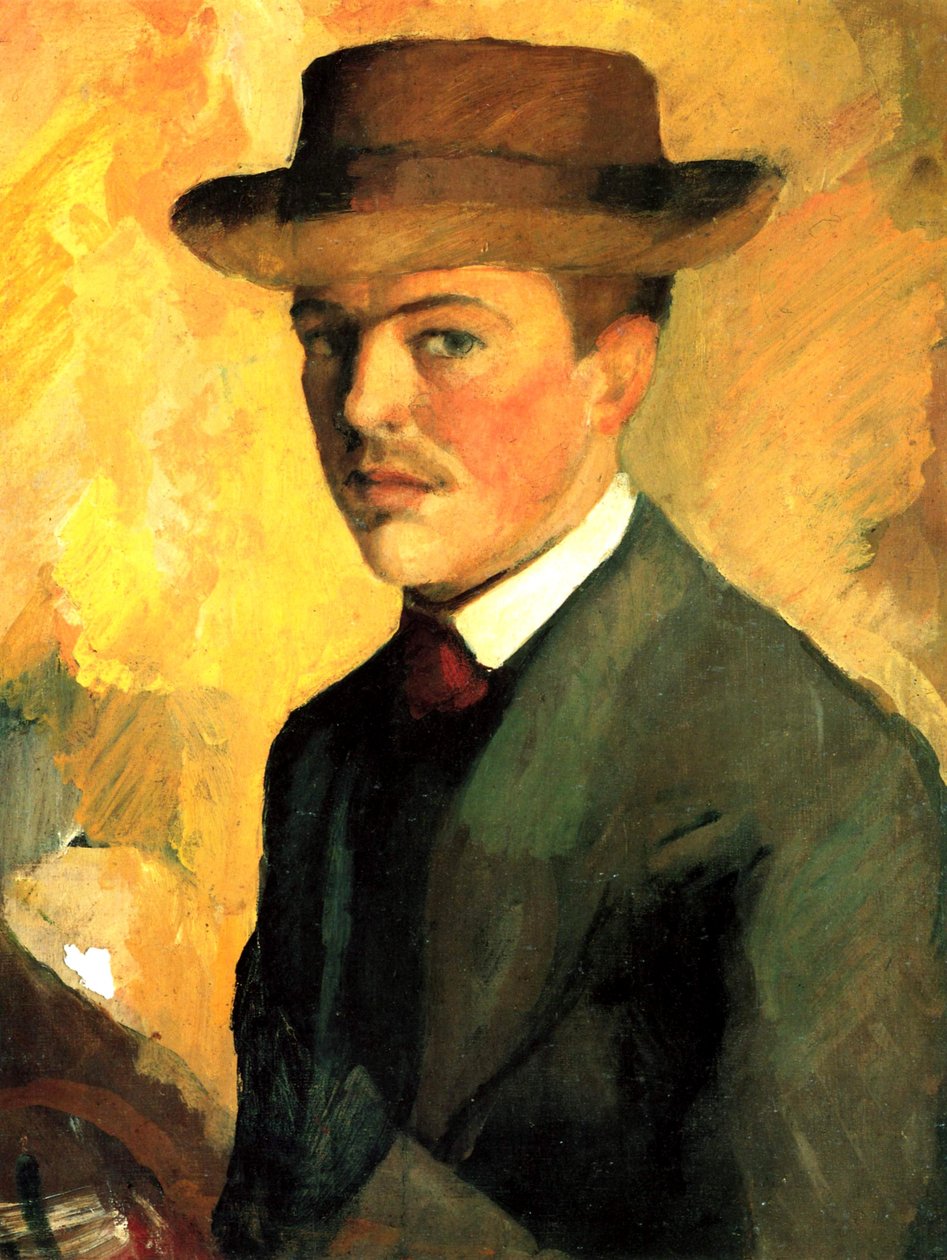 Önarckép sapkával alkotó: August Macke
