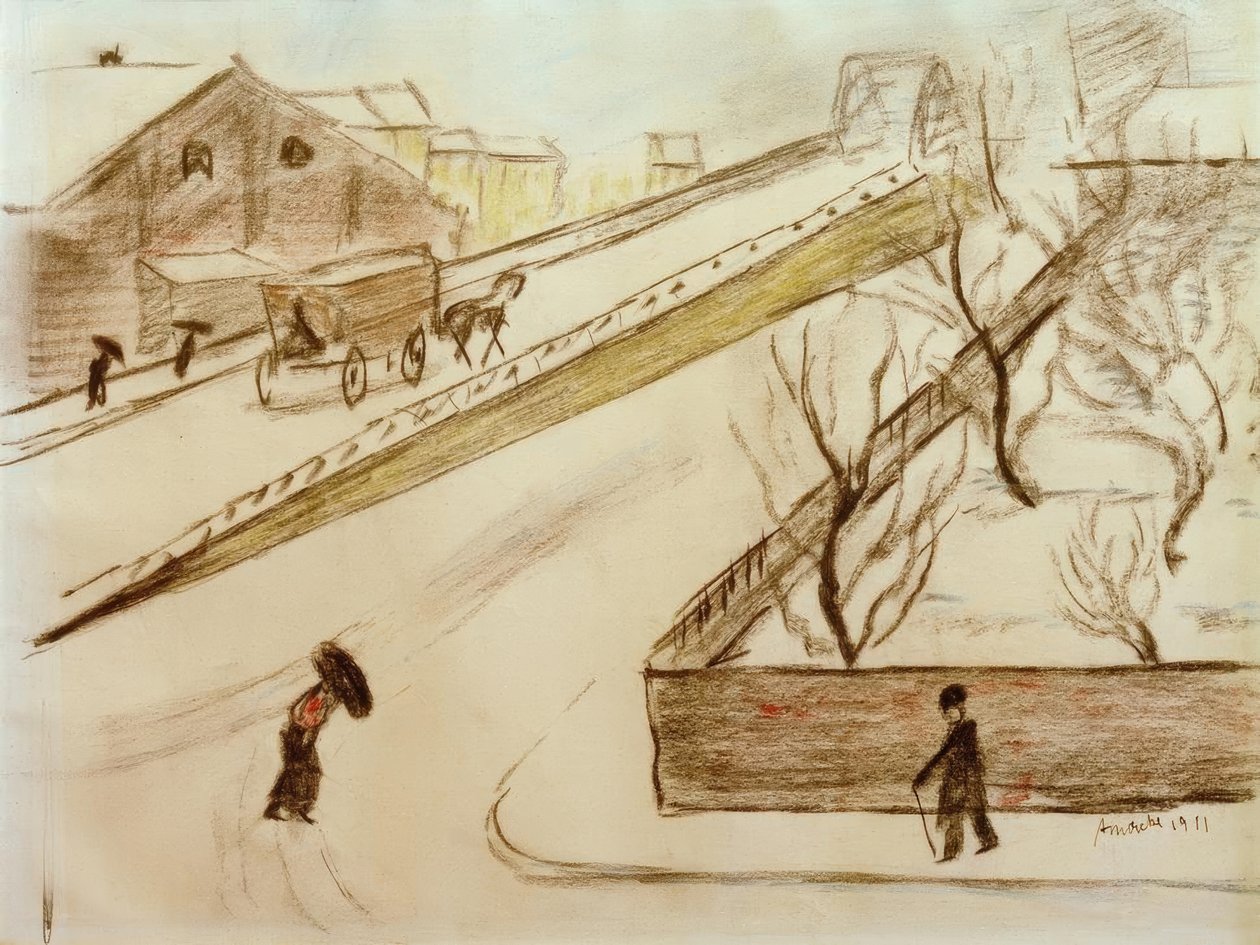 Utcasarok a hóban alkotó: August Macke