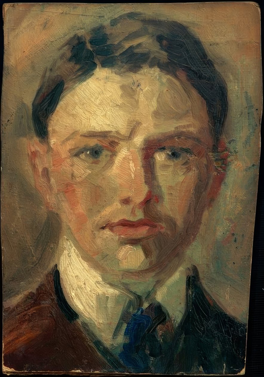 Tanulmányozás önarcképhez alkotó: August Macke