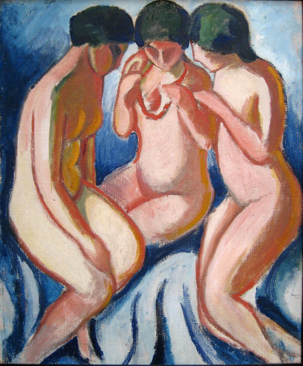 Három akt a kék háttér ellen alkotó: August Macke