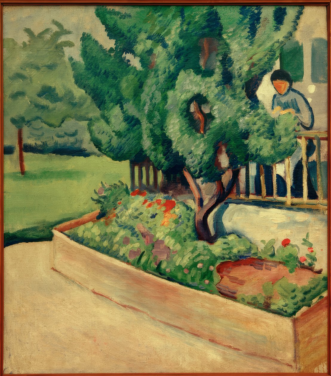 A Tegernsee I. háza előtt alkotó: August Macke