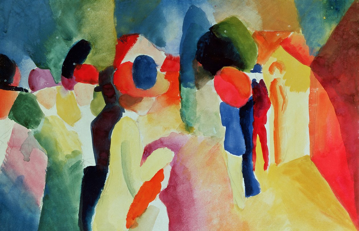 Nő sárga kabátban, 1913 (akvarell) alkotó: August Macke
