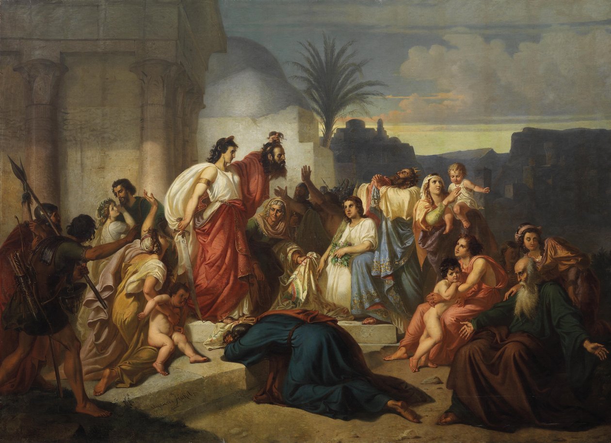 Judith megmutatja Holofernes fejét a Bethulers -nek alkotó: August von Heckel