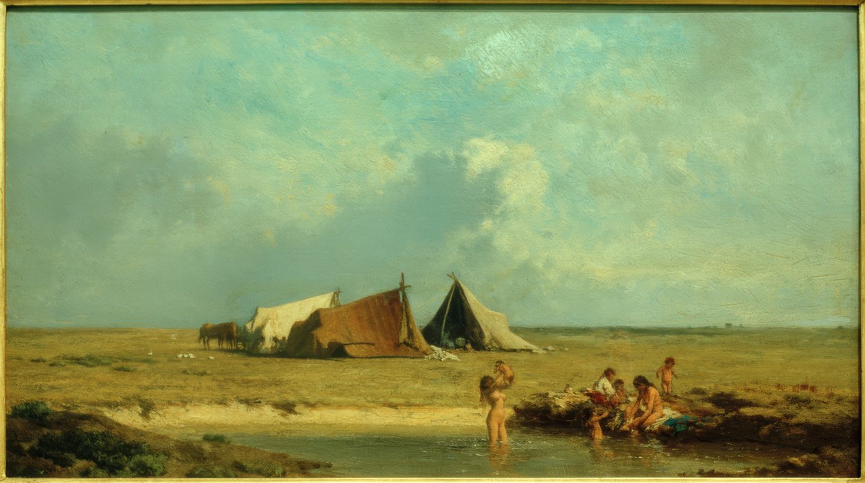 Pusztai cigánytábor alkotó: August von Pettenkofen