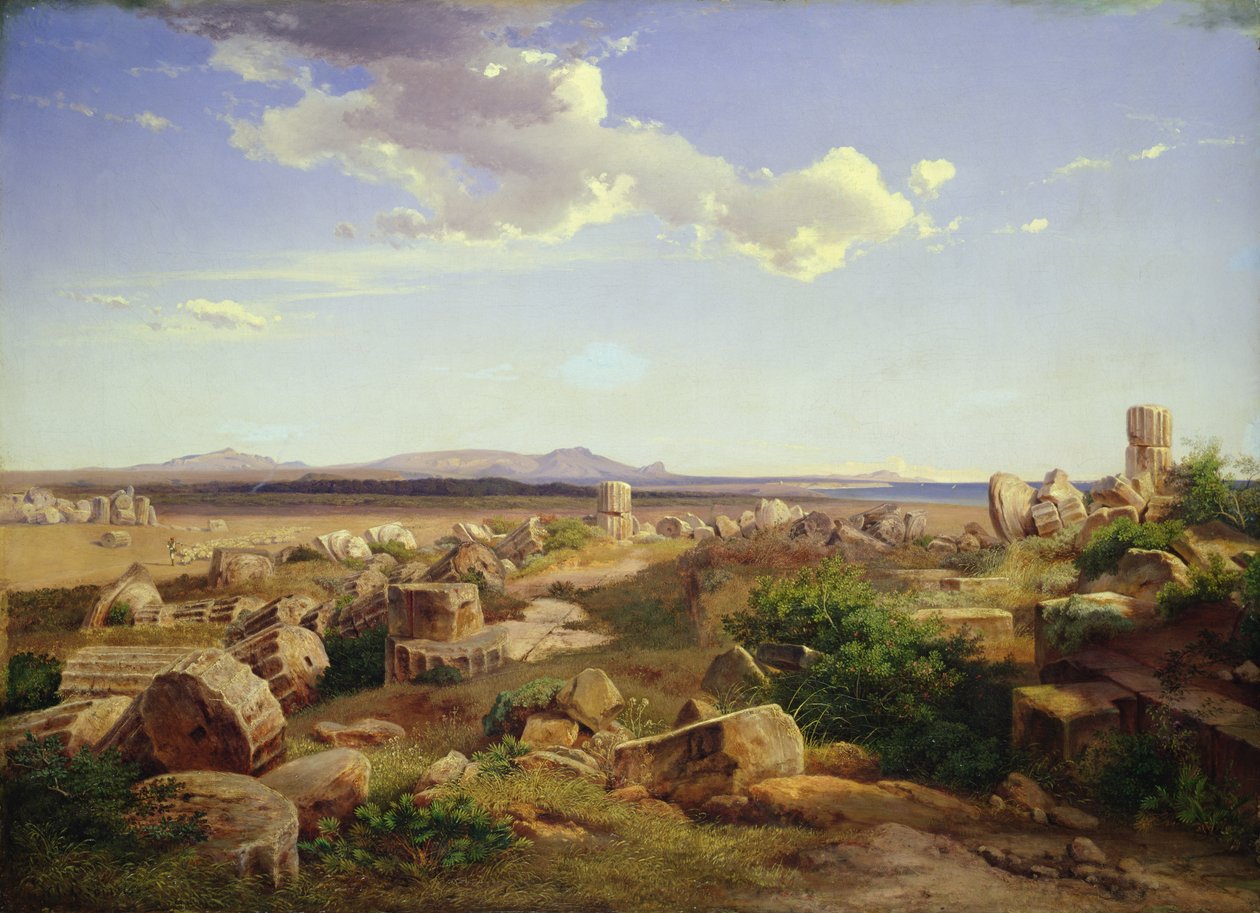 A Selinunte-i templomromok (olaj, vászon) alkotó: August Bromeis