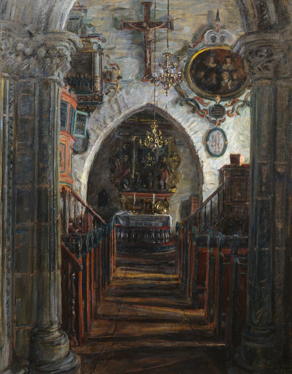Belső, Dale templom, Luster alkotó: August Eiebakke